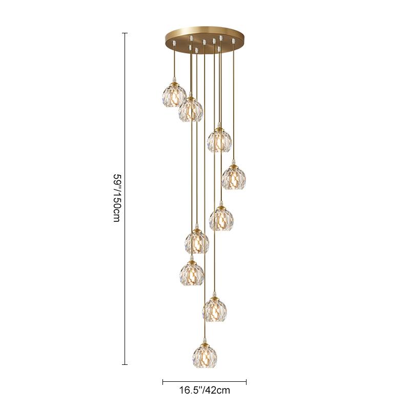 5/9 Light Dome Stairs Swirl Cluster Pendant Light