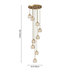 5/9 Light Dome Stairs Swirl Cluster Pendant Light