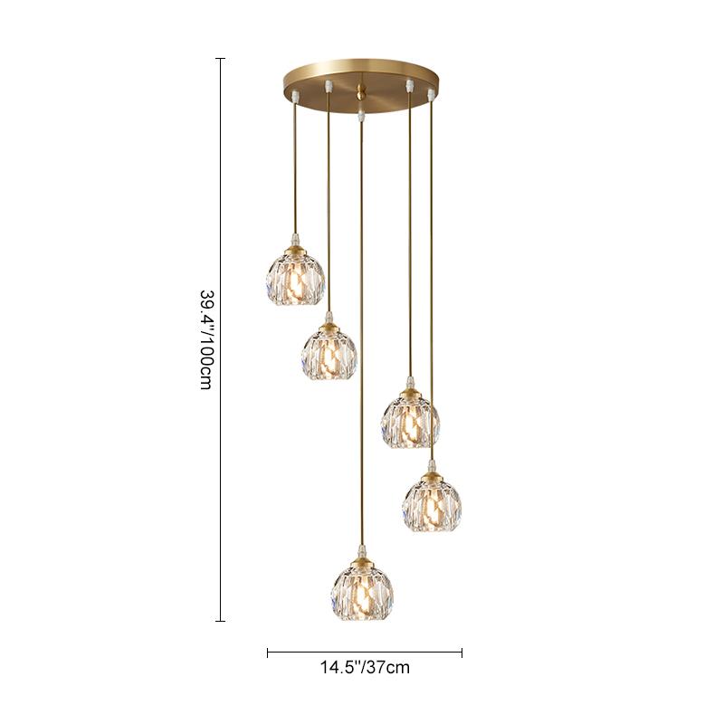 5/9 Light Dome Stairs Swirl Cluster Pendant Light