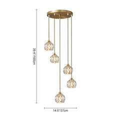5/9 Light Dome Stairs Swirl Cluster Pendant Light