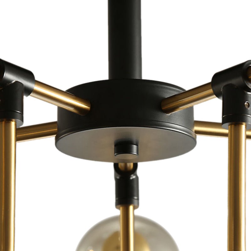 6 Light Amber Glass Sputnik Semi Flush Mount