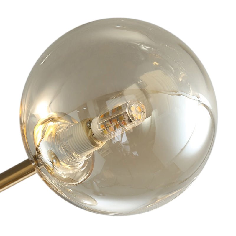 6 Light Amber Glass Sputnik Semi Flush Mount