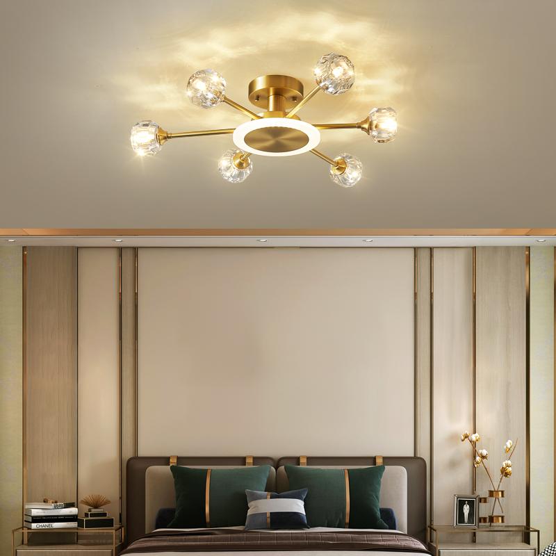 6-Light Crystal Shade Flush Mount Ceiling Light