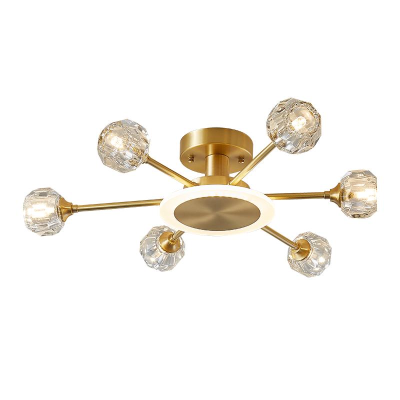 6-Light Crystal Shade Flush Mount Ceiling Light