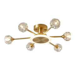 6-Light Crystal Shade Flush Mount Ceiling Light