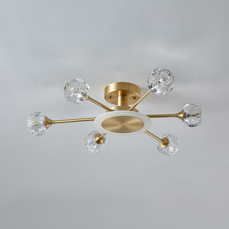 6-Light Crystal Shade Flush Mount Ceiling Light