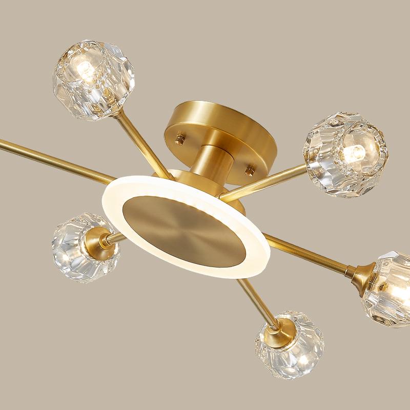 6-Light Crystal Shade Flush Mount Ceiling Light