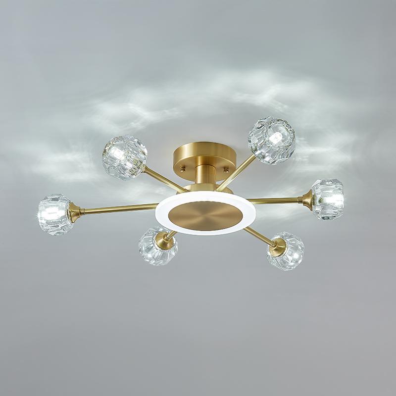6-Light Crystal Shade Flush Mount Ceiling Light