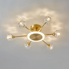 6-Light Crystal Shade Flush Mount Ceiling Light