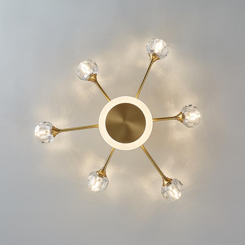 6-Light Crystal Shade Flush Mount Ceiling Light