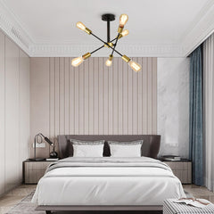 6-Light Rotatable Sputnik Chandelier in Black/ Black+Gold