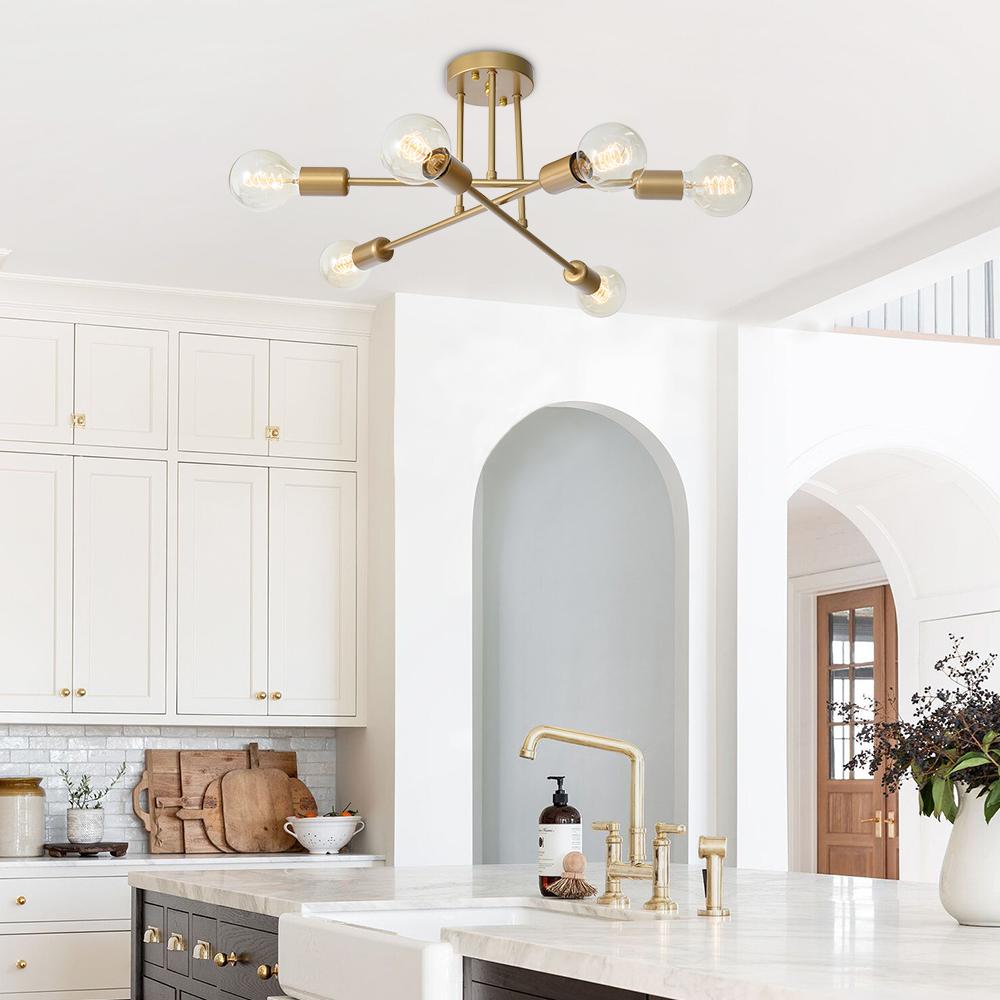 6-Light Sputnik Semi Flush Mount Lighting
