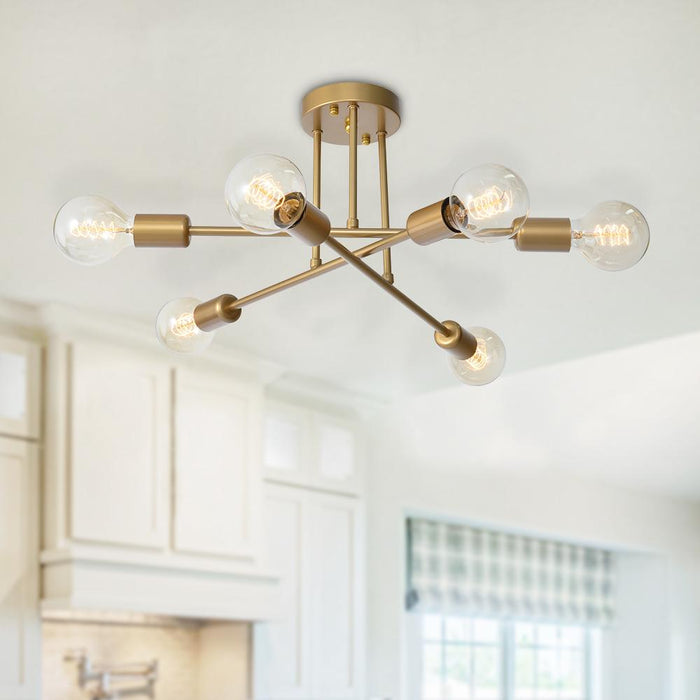 6-Light Sputnik Semi Flush Mount Lighting