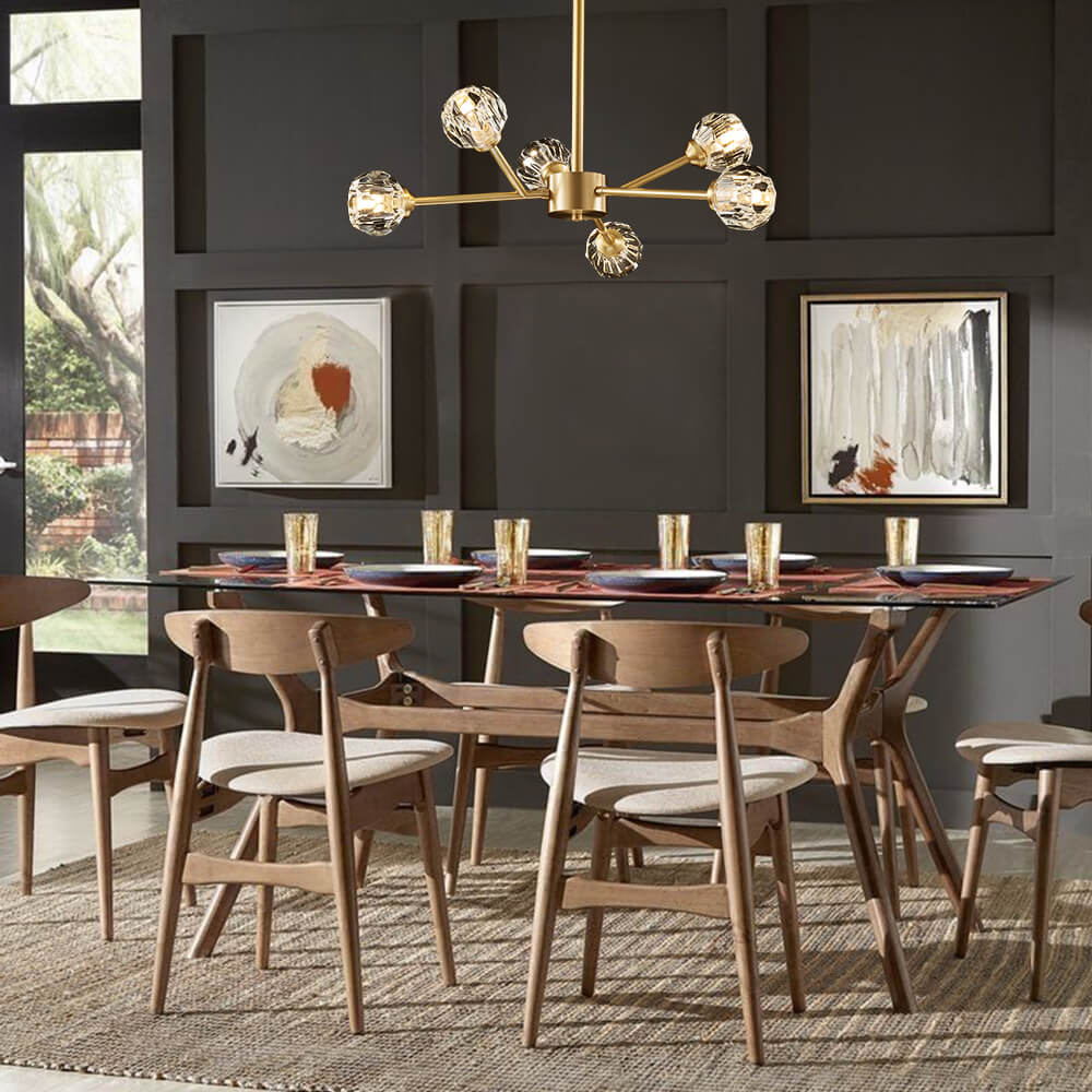 6-Light Sputnik Crystal Shade Chandelier