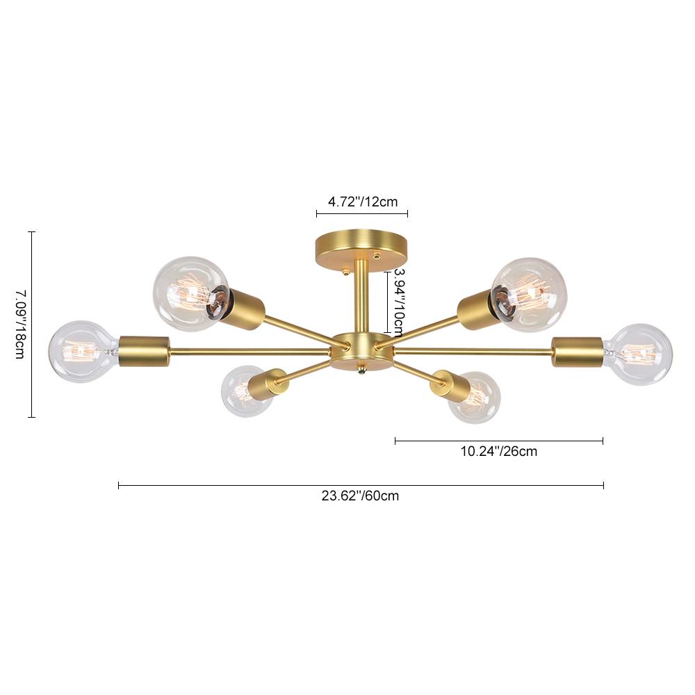 6-Light Sputnik Semi Flush Ceiling Light