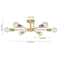 6-Light Sputnik Semi Flush Ceiling Light