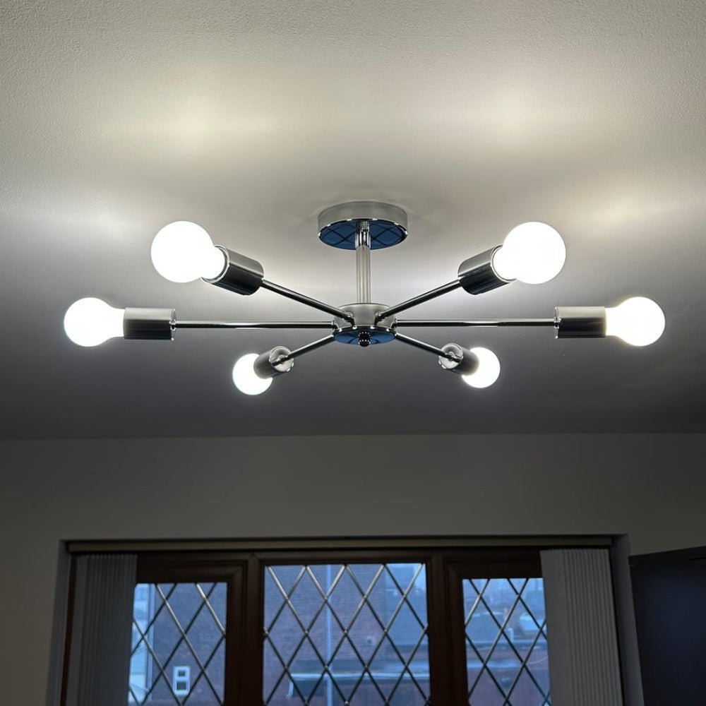 6-Light Sputnik Semi Flush Ceiling Light