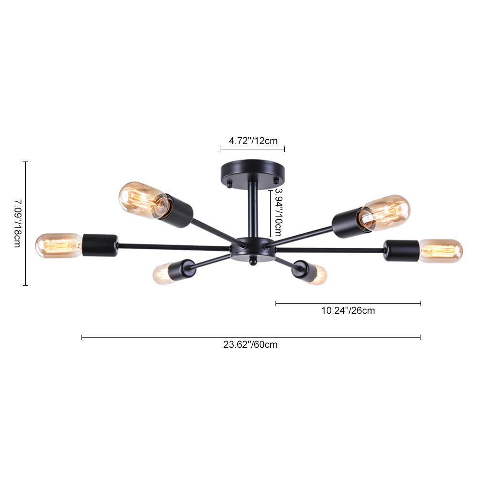 6-Light Sputnik Semi Flush Ceiling Light