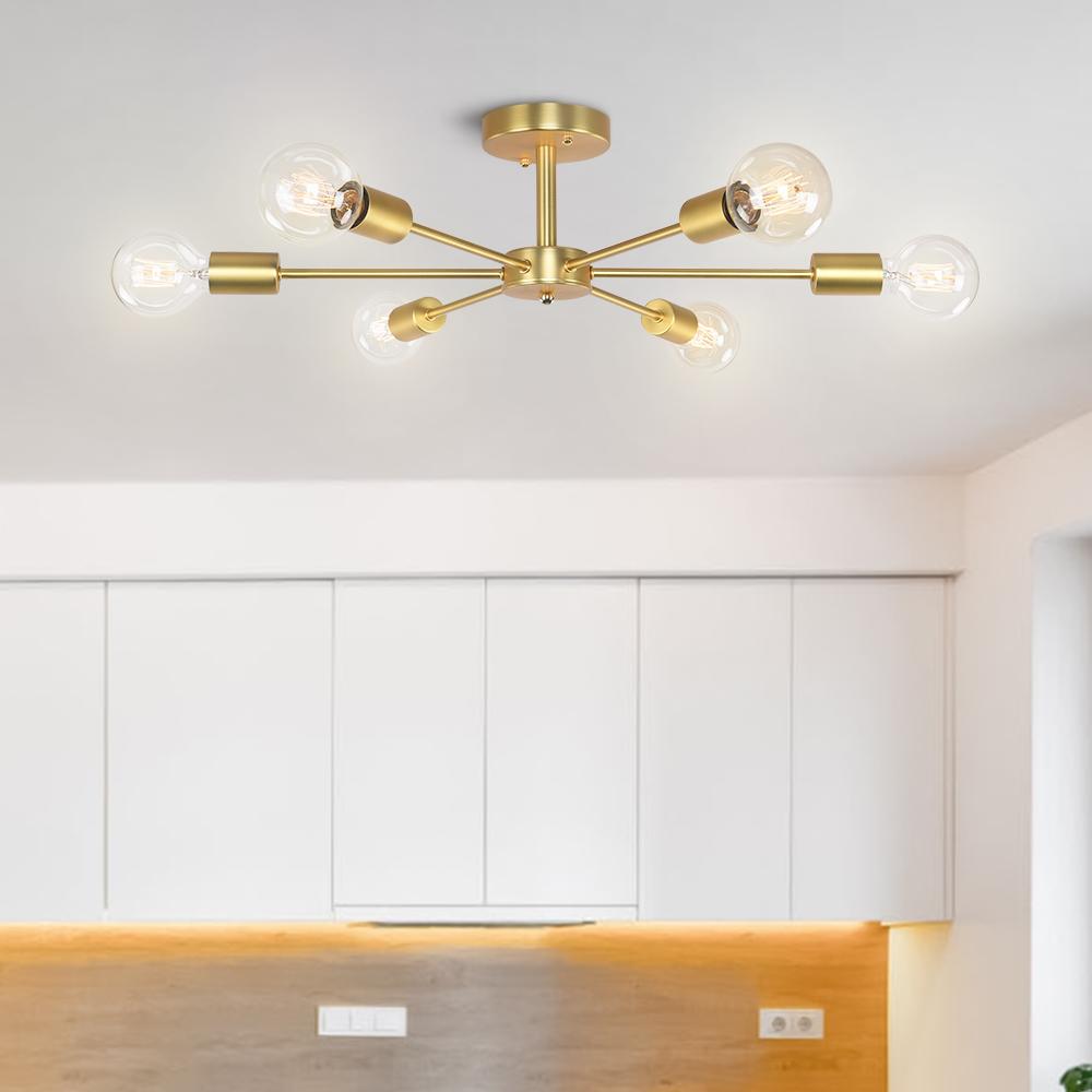 6-Light Sputnik Semi Flush Ceiling Light