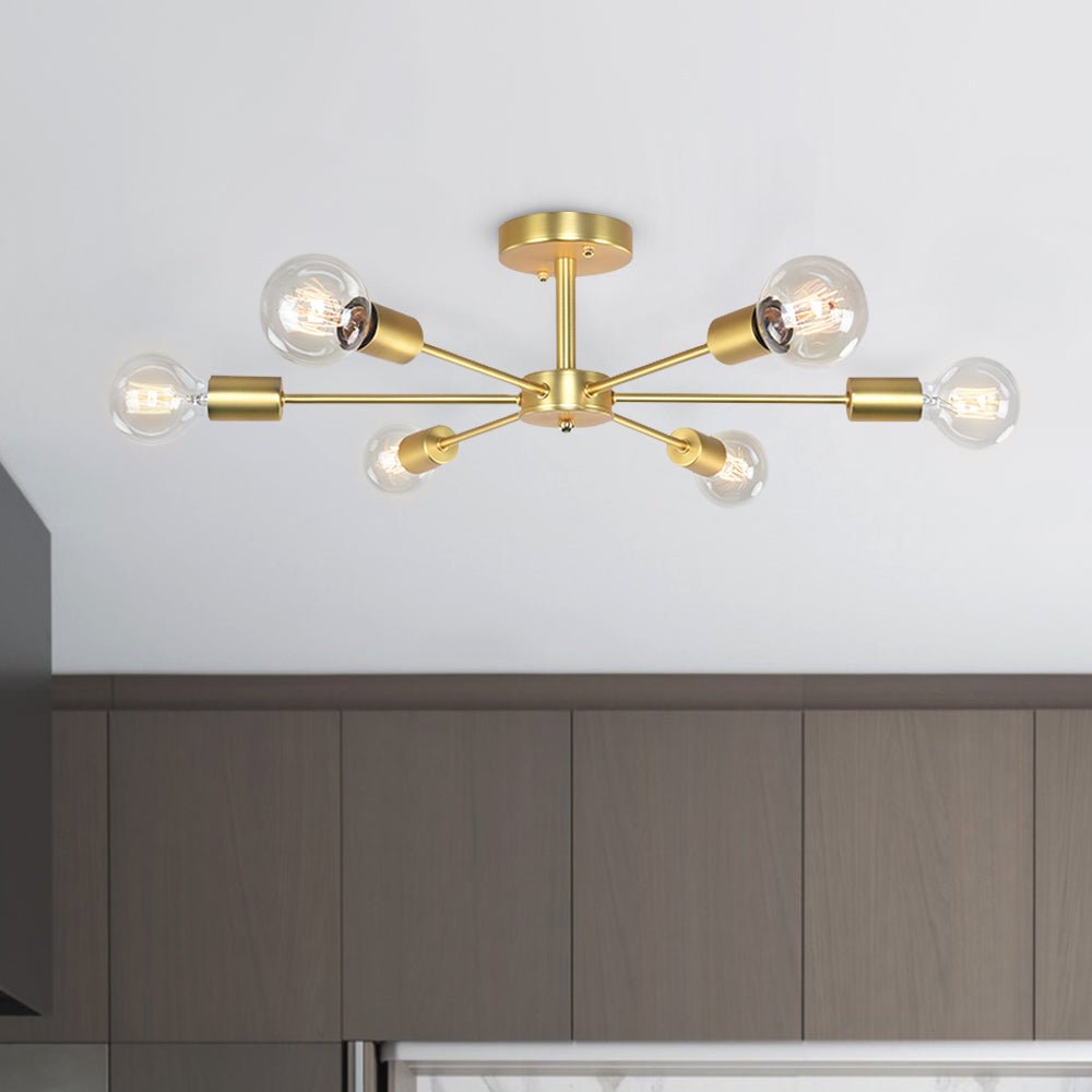 6-Light Sputnik Semi Flush Ceiling Light