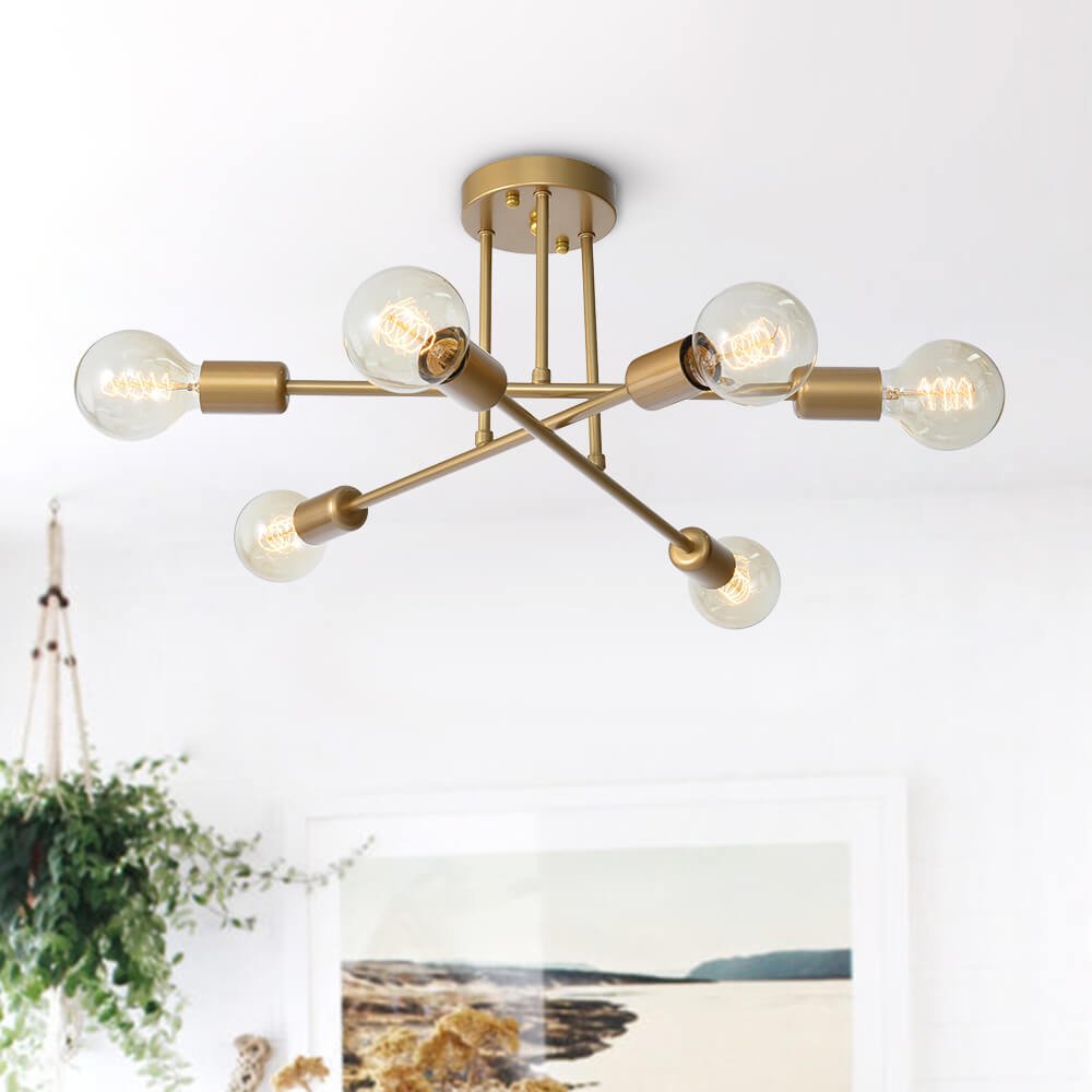 6-Light Sputnik Semi Flush Mount Lighting