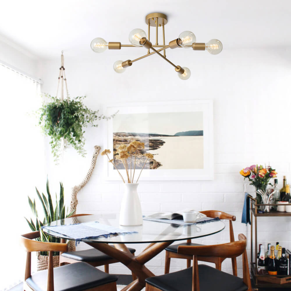 6-Light Sputnik Semi Flush Mount Lighting