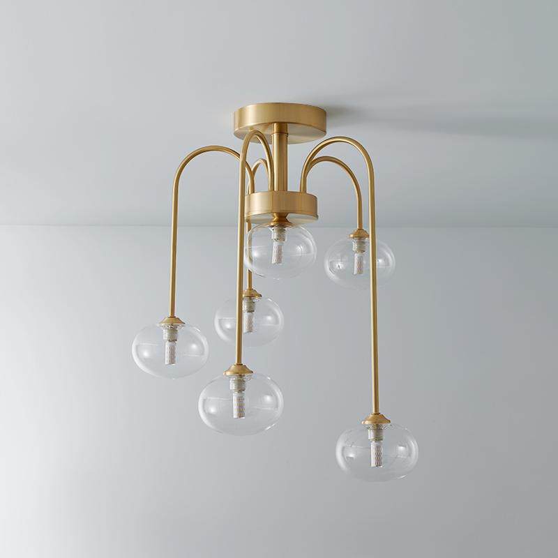 6 Light Swirl Clear Glass Flush Mount Ceiling Light
