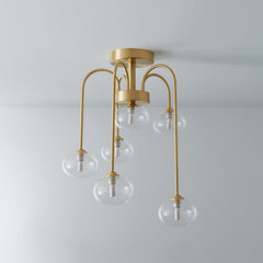 6 Light Swirl Clear Glass Flush Mount Ceiling Light