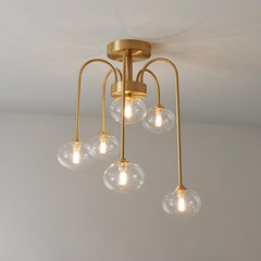 6 Light Swirl Clear Glass Flush Mount Ceiling Light