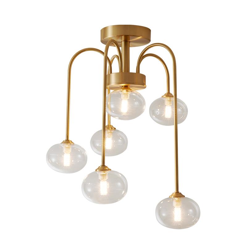 6 Light Swirl Clear Glass Flush Mount Ceiling Light