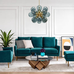 Modern Blue Blown Glass Bubble Sputnik Chandelier