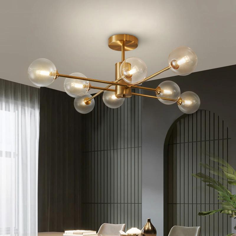 8-Light Clear Glass Shade Sputnik Chandelier