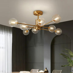 8-Light Clear Glass Shade Sputnik Chandelier