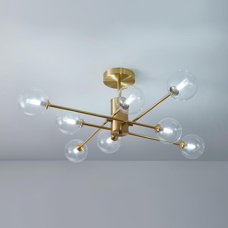 8-Light Clear Glass Shade Sputnik Chandelier