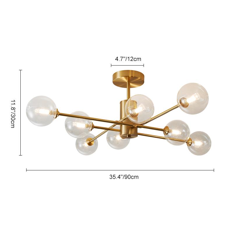 8-Light Clear Glass Shade Sputnik Chandelier