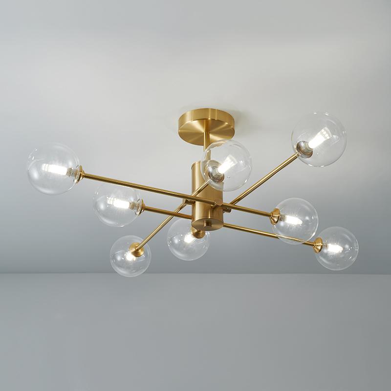 8-Light Clear Glass Shade Sputnik Chandelier