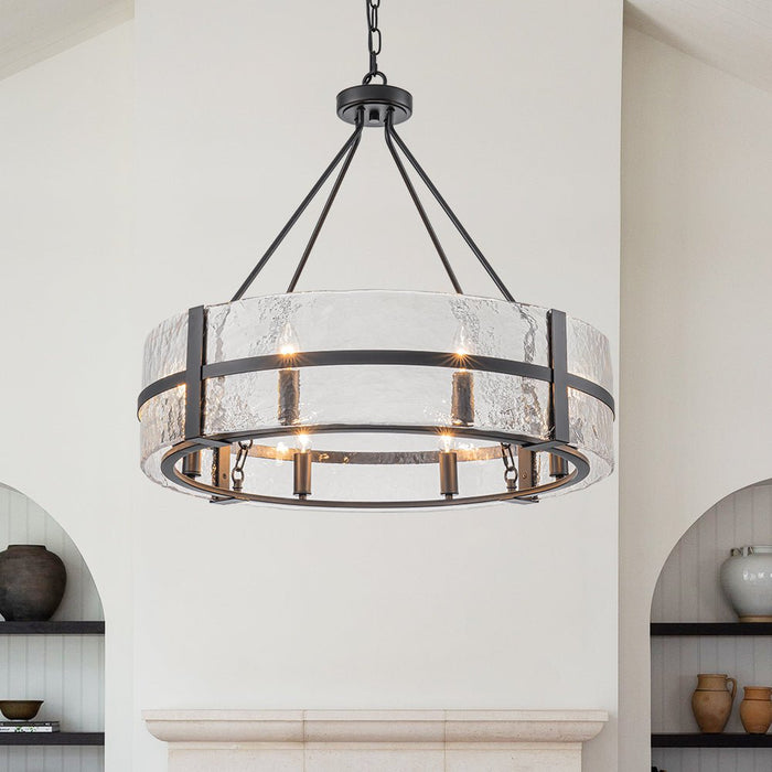 8-Light Glass Round Chandelier Pendant Light