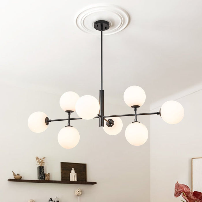 8-Light Linear Opal Glass Chandelier