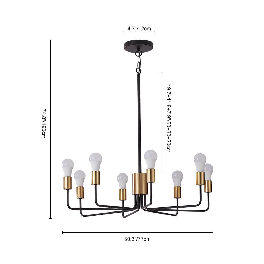 8 Light Rustic Candle Style Chandelier