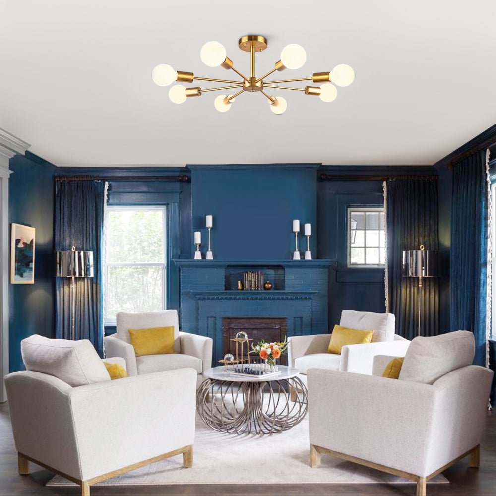 8-Light Sputnik Semi Flush Ceiling Light
