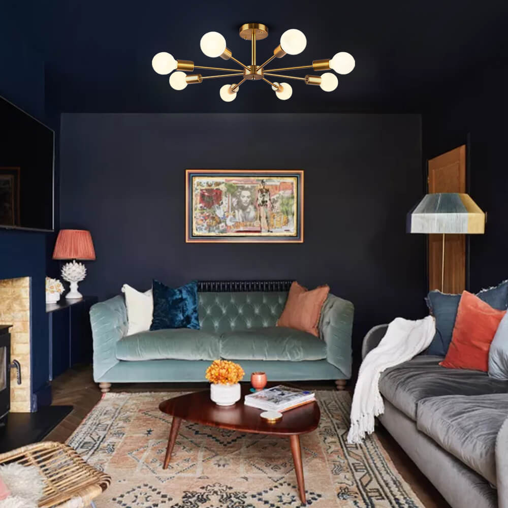 8-Light Sputnik Semi Flush Ceiling Light