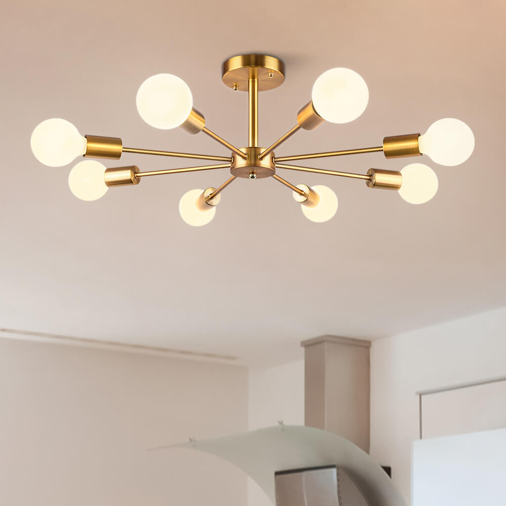 8-Light Sputnik Semi Flush Ceiling Light