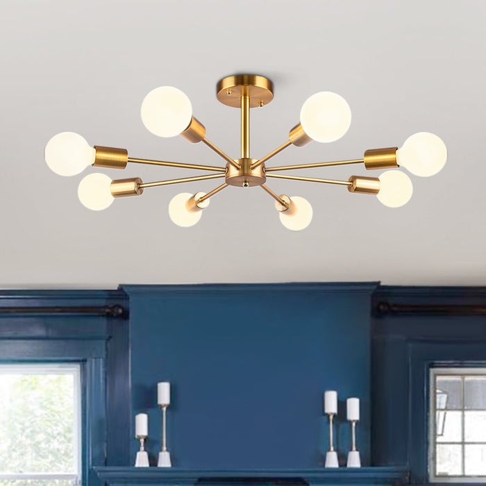 8-Light Sputnik Semi Flush Ceiling Light