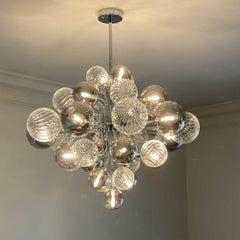 8/18 Light Cluster Bubble Grape Glass Chandelier