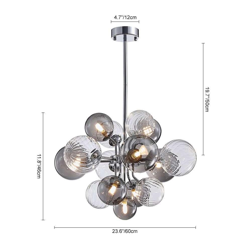 8/18 Light Cluster Bubble Grape Glass Chandelier