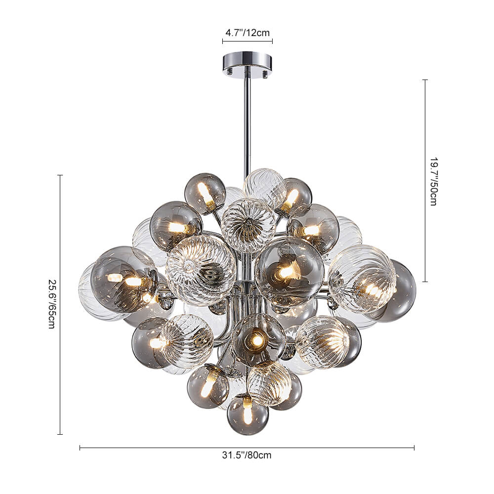 8/18 Light Cluster Bubble Grape Glass Chandelier