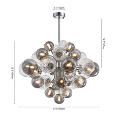 8/18 Light Cluster Bubble Grape Glass Chandelier
