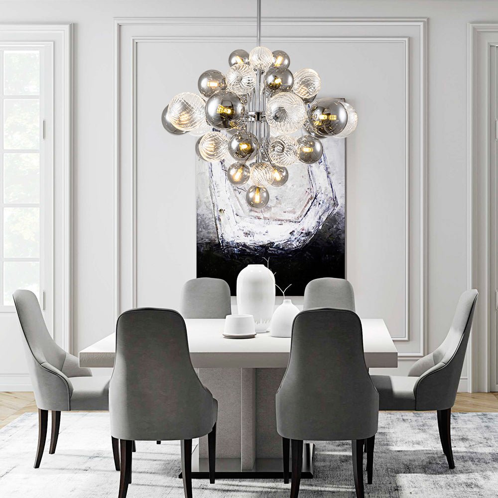 8/18 Light Cluster Bubble Grape Glass Chandelier