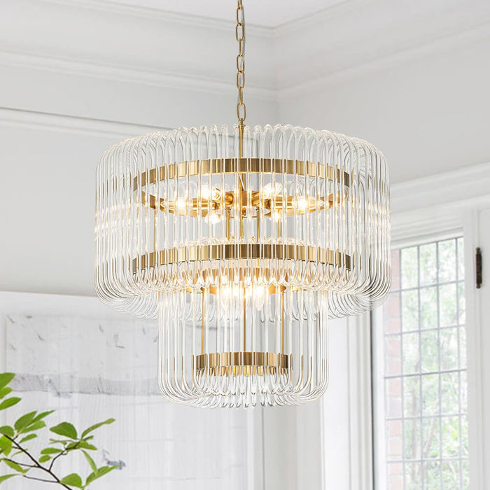 9-Light Glam 2-Tiered Drum Crystal Chandelier