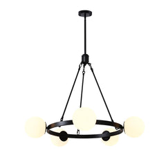 Milk Glass Globes Black Bubble Chandelier